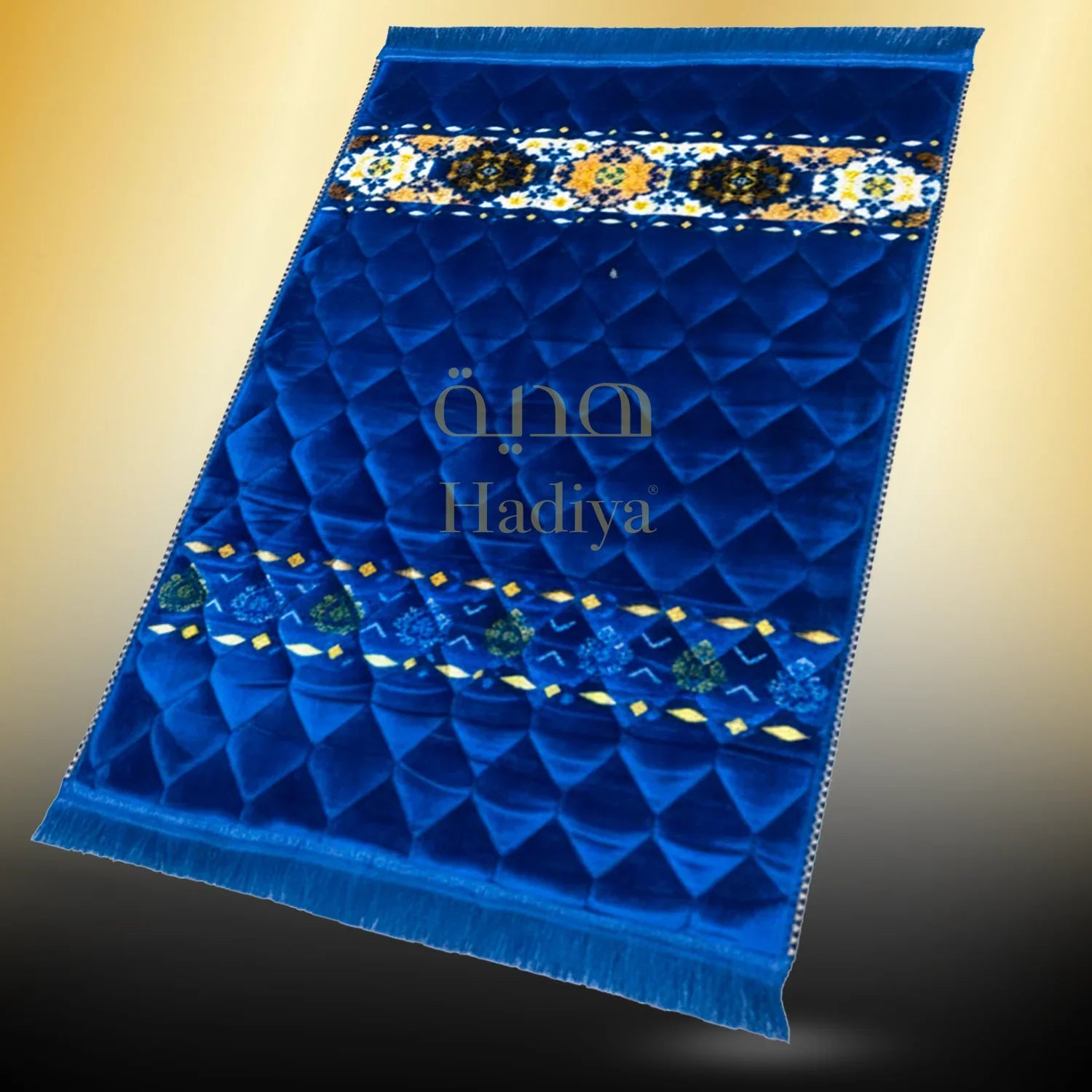 Bentuk Rombus Biru Gelap - Emas